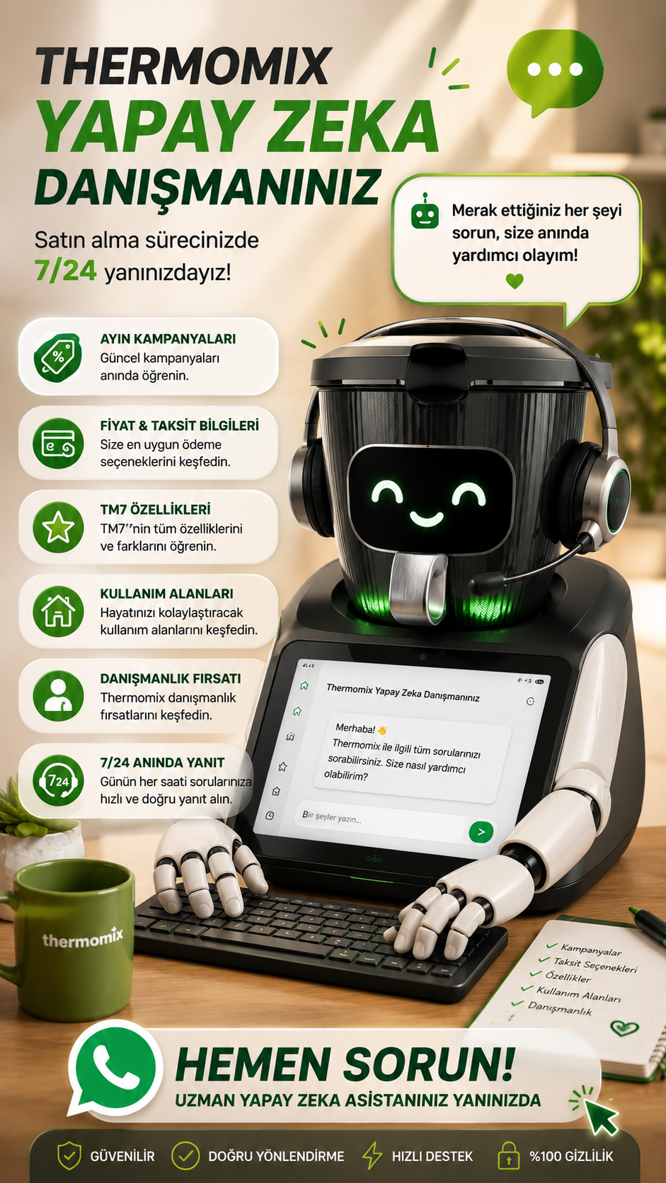 Thermomix Yapay Zeka Uzmanı ile WhatsApp'tan Konuşun